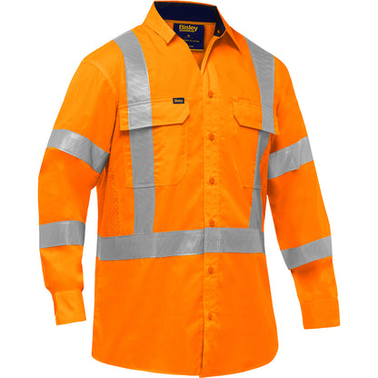 Bisley 313M6490X Class 3 Long Sleeve Work Shirt, Orange, front