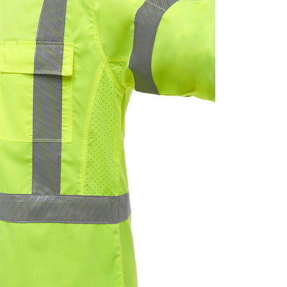 Bisley 313M6490X Class 3 Long Sleeve Work Shirt, Lime, sleeve detail