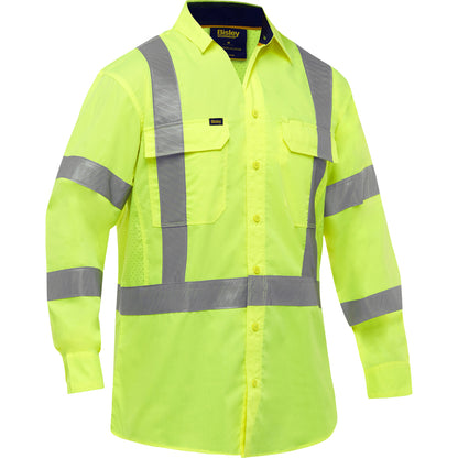 Bisley 313M6490X Class 3 Long Sleeve Work Shirt, Lime, front