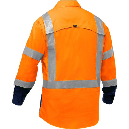 Bisley 313M6491H Class 3 Long Sleeve Work Shirt, Orange/Navy, back