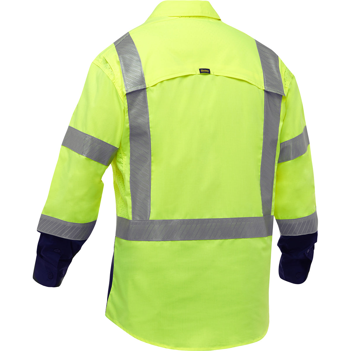 Bisley 313M6491H Class 3 Long Sleeve Work Shirt, Lime/Navy, back