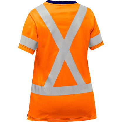 Bisley 313W1118X Class 2 Women's Short Sleeve Shirt, Orange, back