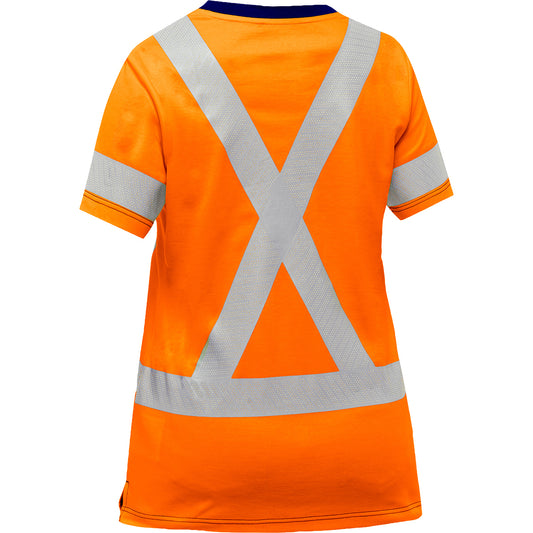 Bisley 313W1118X Class 2 Women's Short Sleeve Shirt, Orange, back