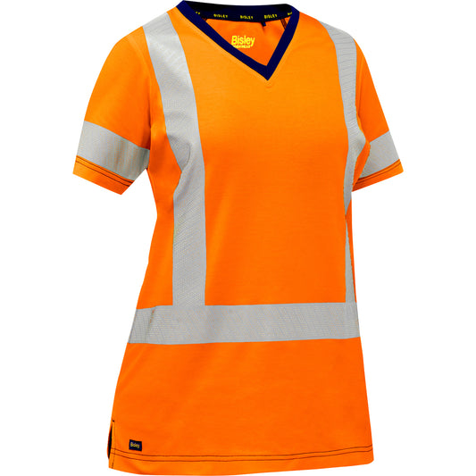 Bisley 313W1118X Class 2 Women's Short Sleeve Shirt, Orange, front