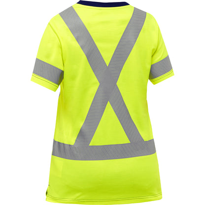 Bisley 313W1118X Class 2 Women's Short Sleeve Shirt, Lime, back