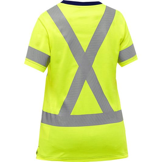 Bisley 313W1118X Class 2 Women's Short Sleeve Shirt, Lime, back