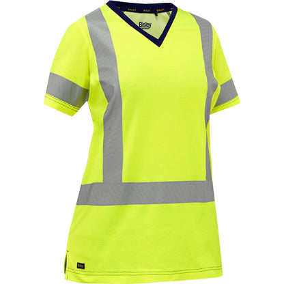 Bisley 313W1118X Class 2 Women's Short Sleeve Shirt, Lime, front