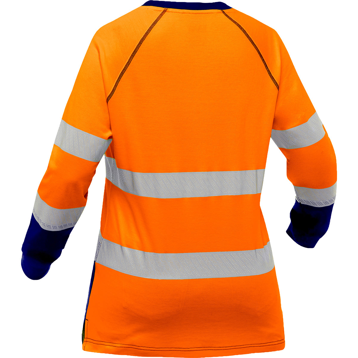 Bisley 313W6118T Class 3 Women's Long Sleeve Shirt, Orange/Navy, back