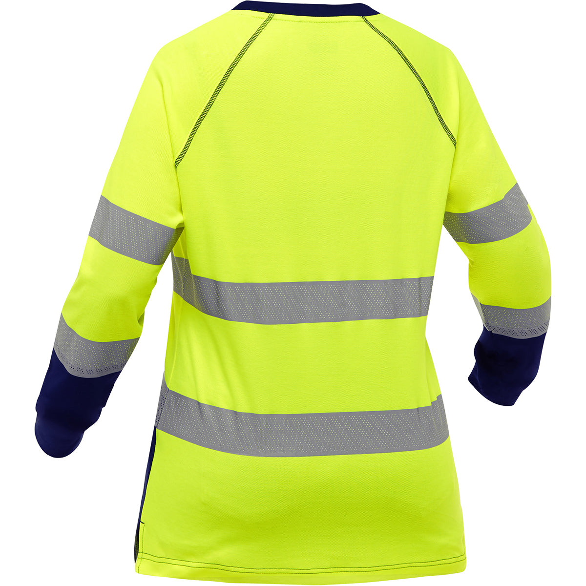 Bisley 313W6118T Class 3 Women's Long Sleeve Shirt, Lime/Navy, back