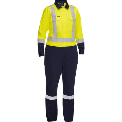Bisley 314W6369H Class 2 Women's Vented Coverall, Lime/Navy, front