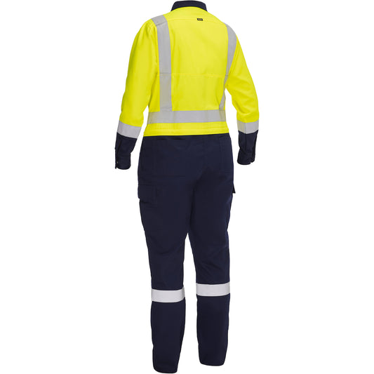 Bisley 314W6369H Class 2 Women's Vented Coverall, Lime/Navy, back
