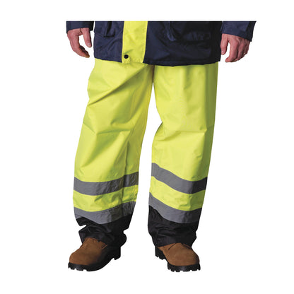 PIP 318-1757 Class E Value Black Trim Over Pant, Lime, front 3