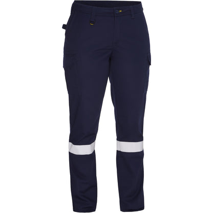 Bisley 318W6368T Women's Navy Taped Cargo Pant - Industrial Wash Durable, navy, front