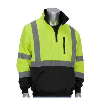PIP 323-1330B Class 3 Quarter-Zip Pullover Sweatshirt, Lime, front