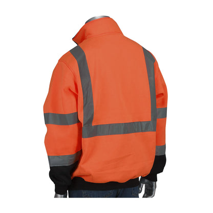 PIP 323-1330B Class 3 Quarter-Zip Sweatshirt, Orange, back