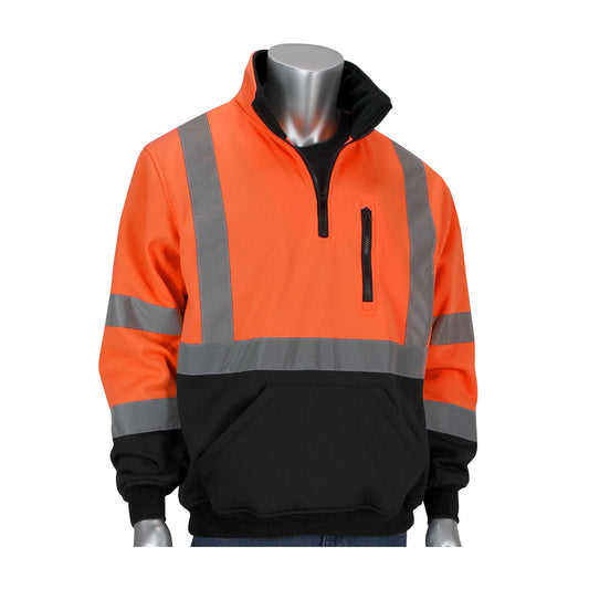PIP 323-1330B Class 3 Quarter-Zip Sweatshirt, Orange, front