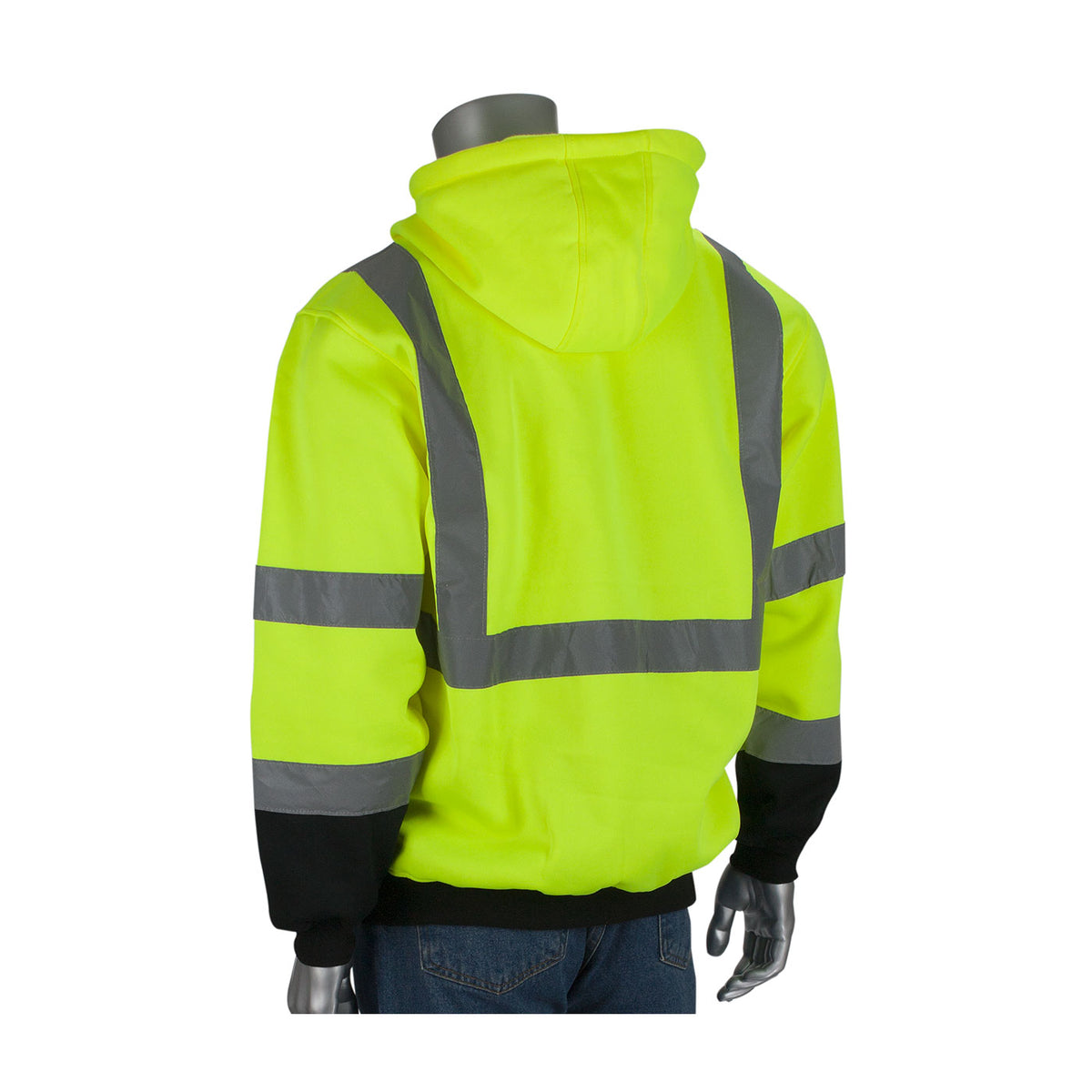 PIP 323-1350B Class 3 Hooded Pullover Sweatshirt, Lime, back