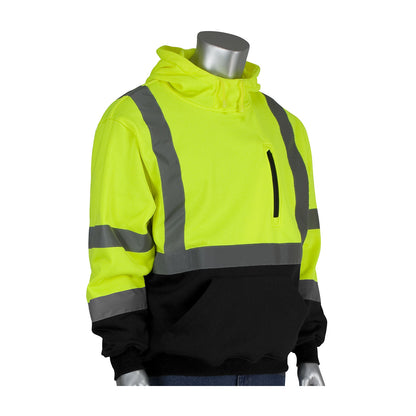 PIP 323-1350B Class 3 Hooded Pullover Sweatshirt, Lime, front
