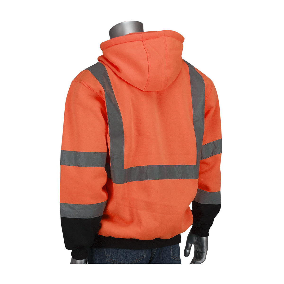 PIP 323-1350B Class 3 Hooded Pullover Sweatshirt, Orange, back