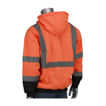 PIP 323-1350B Class 3 Hooded Pullover Sweatshirt, Orange, back
