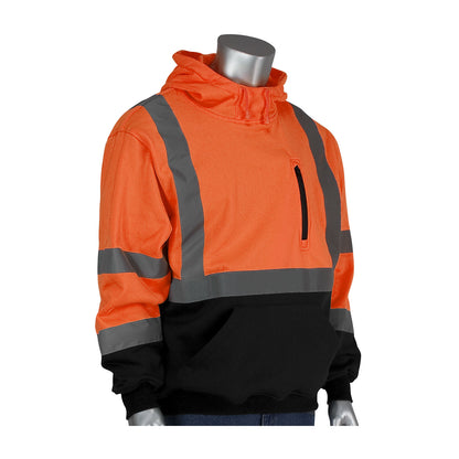 PIP 323-1350B Class 3 Hooded Pullover Sweatshirt, Orange, front