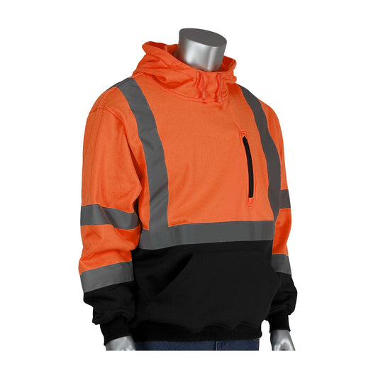 PIP 323-1350B Class 3 Hooded Pullover Sweatshirt, Orange, front