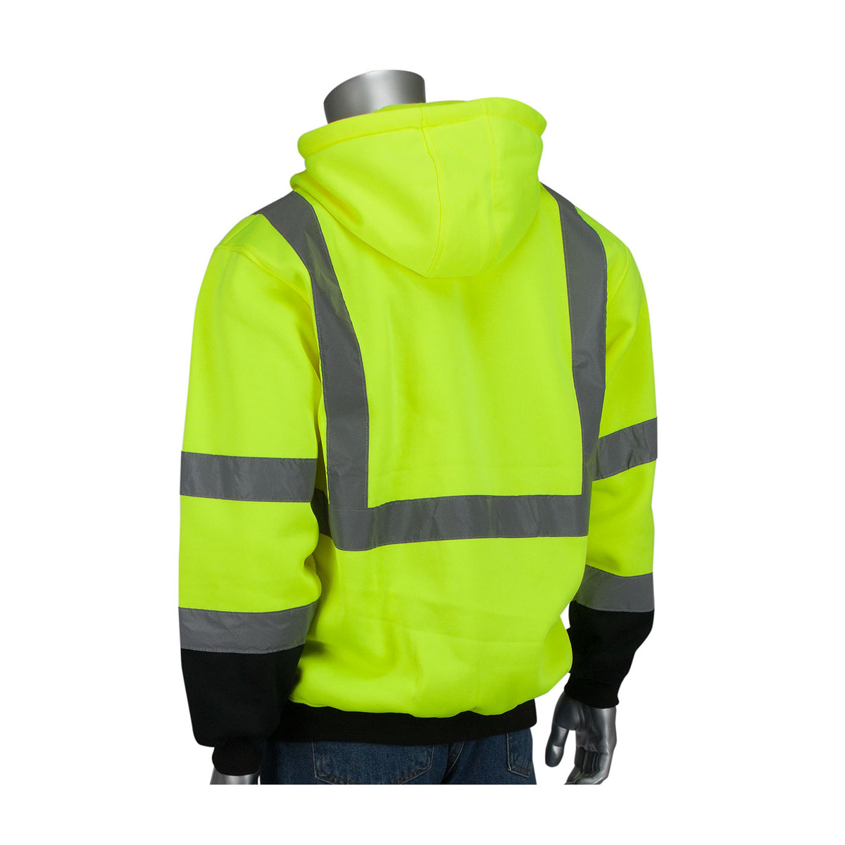 PIP 323-1370B Class 3 Full Zip Hooded Sweatshirt, Lime, back