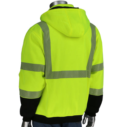 PIP 323-1400S Class 3 Reversible Full Zip Hooded Sweatshirt, Lime, back
