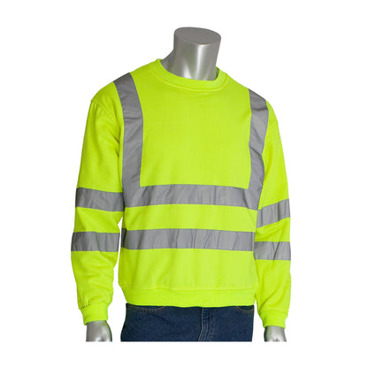 PIP 323-CNSSE Class 3 Crew Neck Sweatshirt, Lime, front