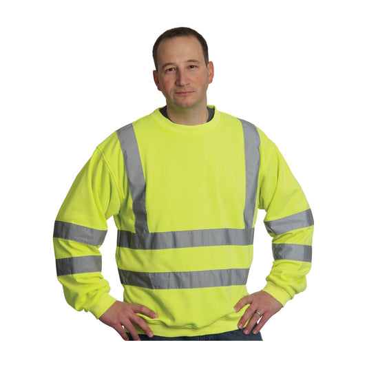 PIP 323-CNSSE Class 3 Crew Neck Sweatshirt, Lime, front 2