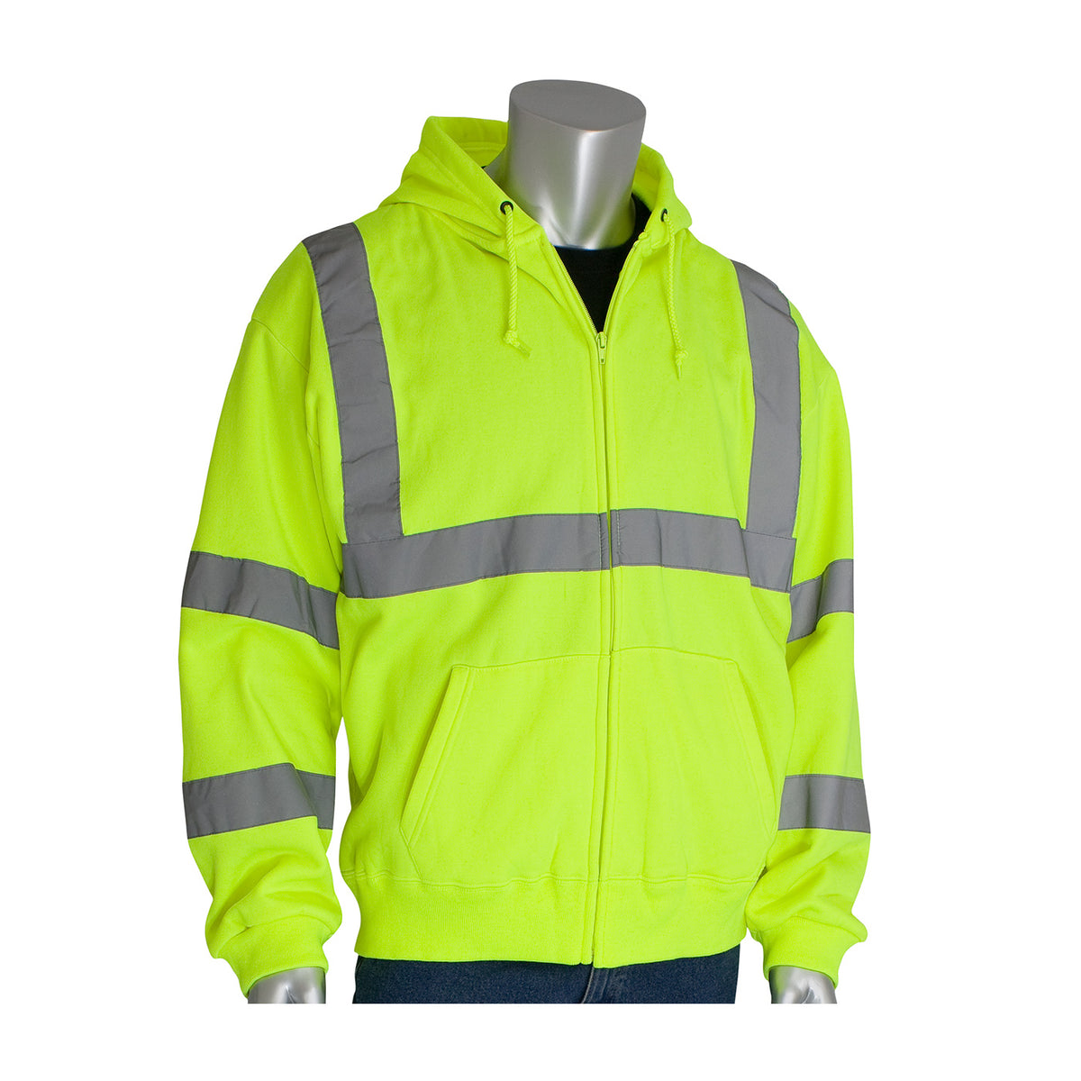 PIP 323-HSSE Class 3 Hooded Sweatshirt, Lime, front