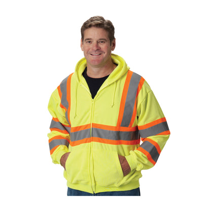 PIP 323-HSSP Class 3 Two-Tone Hoodie, Lime, front 2