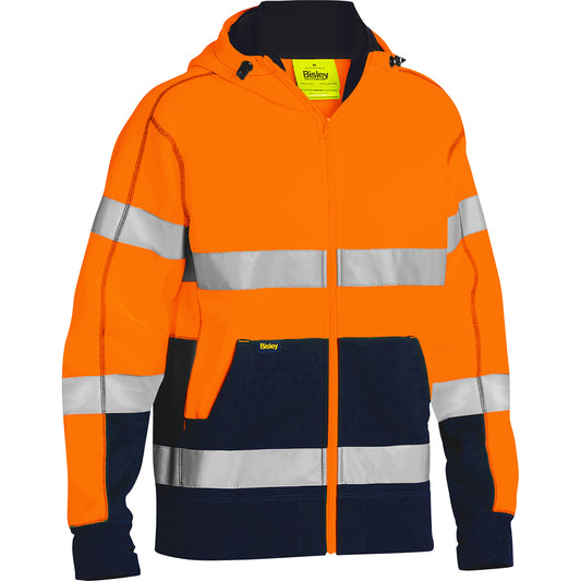 Bisley 323M6988T Class 3 Full Zip Hooded Sweatshirt, Orange/Navy, front