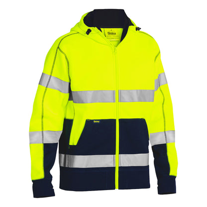 Bisley 323M6988T Class 3 Full Zip Hooded Sweatshirt, Lime/Navy, front