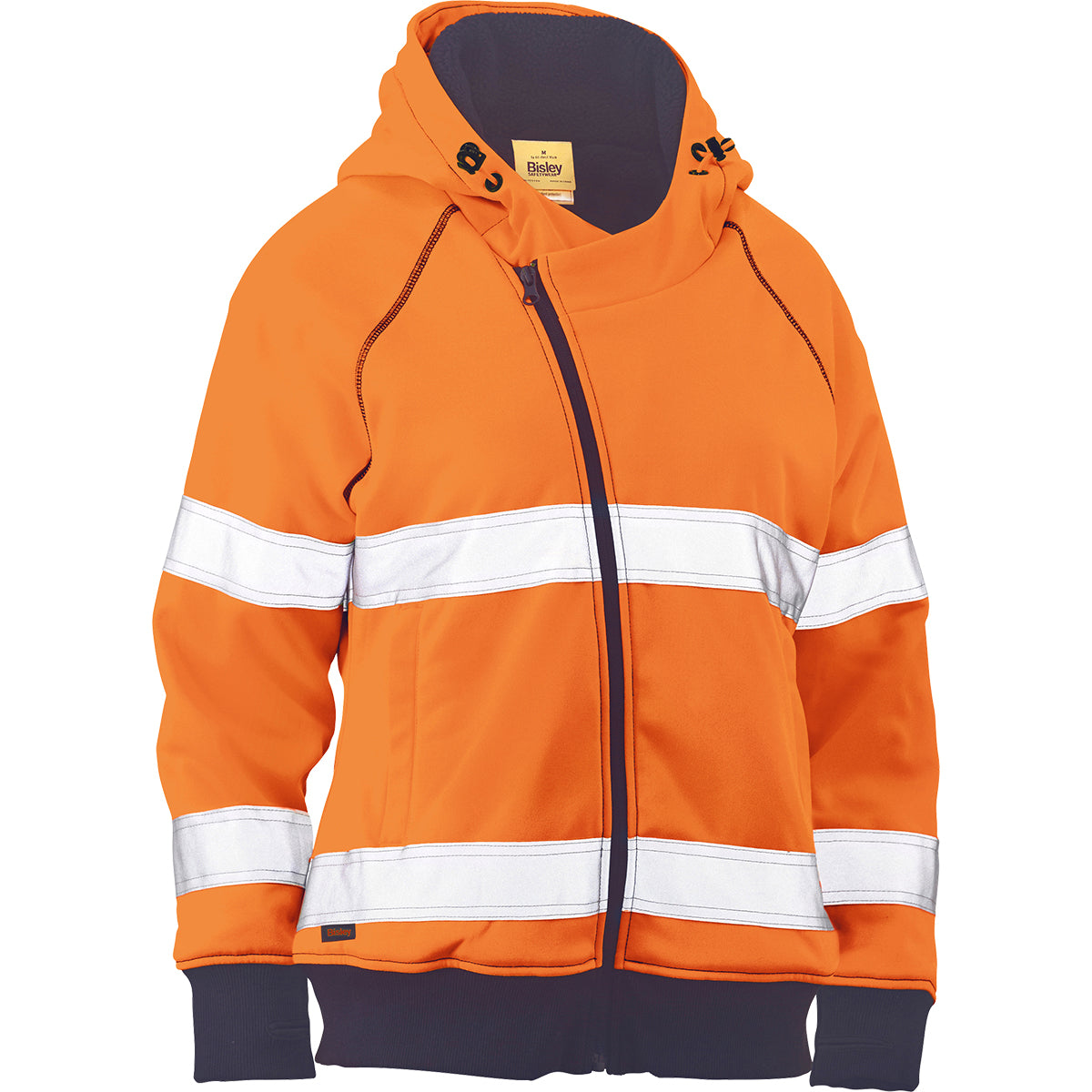 Bisley 323W6819T Class 2 Women's Full Zip Hooded Sweatshirt, Orange, front