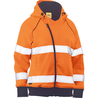 Bisley 323W6819T Class 2 Women's Full Zip Hooded Sweatshirt, Orange, front