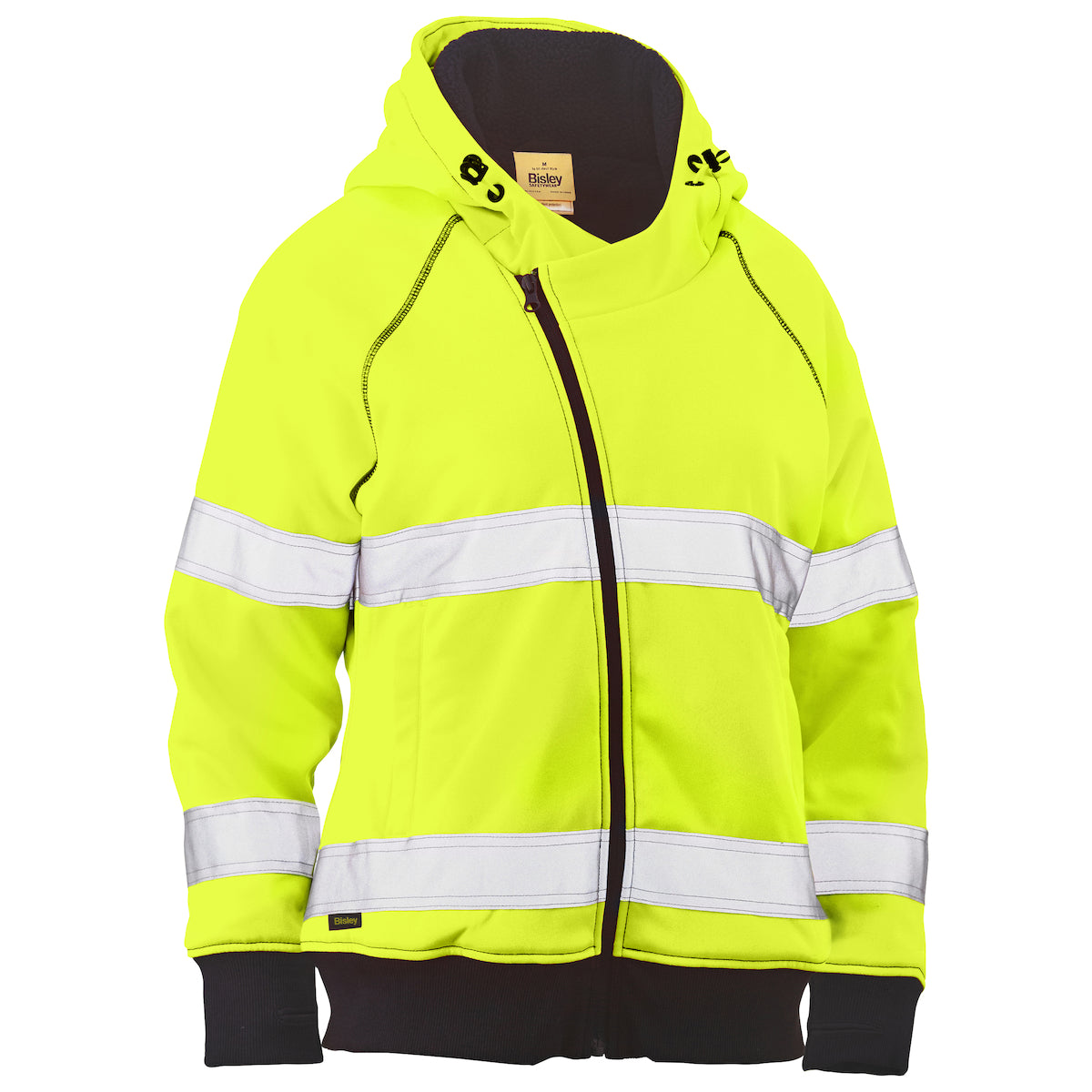 Bisley 323W6819T Class 2 Women's Full Zip Hooded Sweatshirt, Lime, front