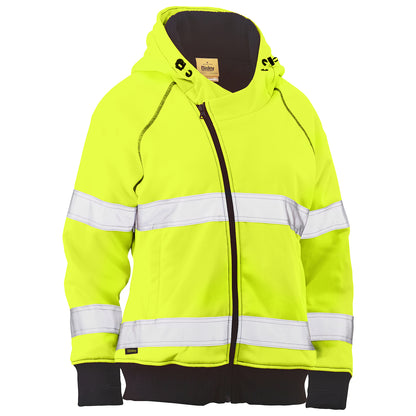 Bisley 323W6819T Class 2 Women's Full Zip Hooded Sweatshirt, Lime, front