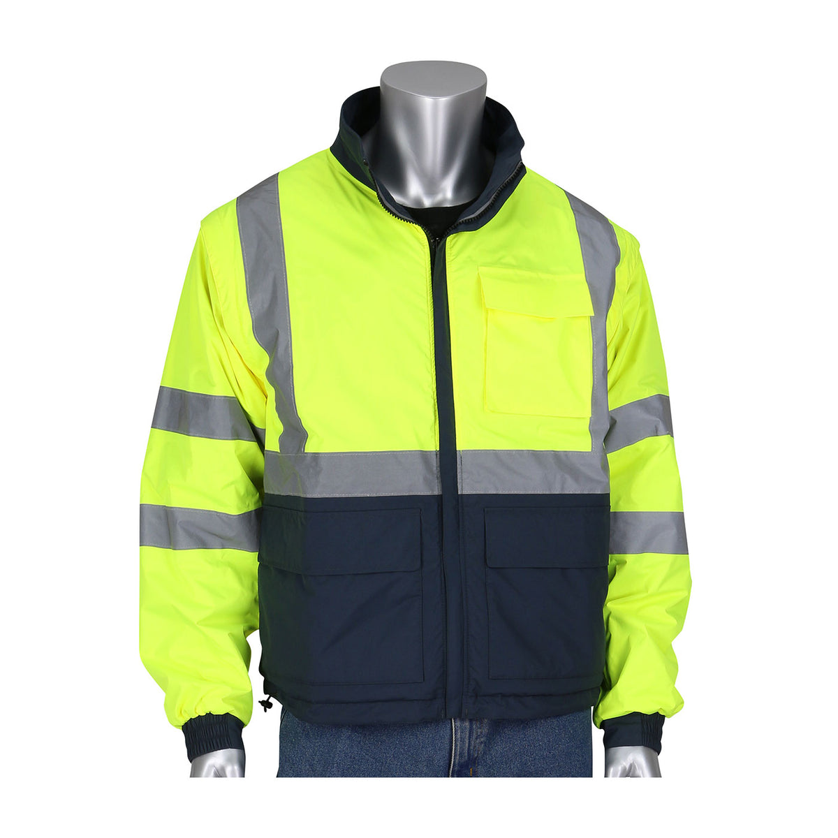 PIP 333-1500-R Class 3 4-in-1 Reversible Windbreaker, Lime, front