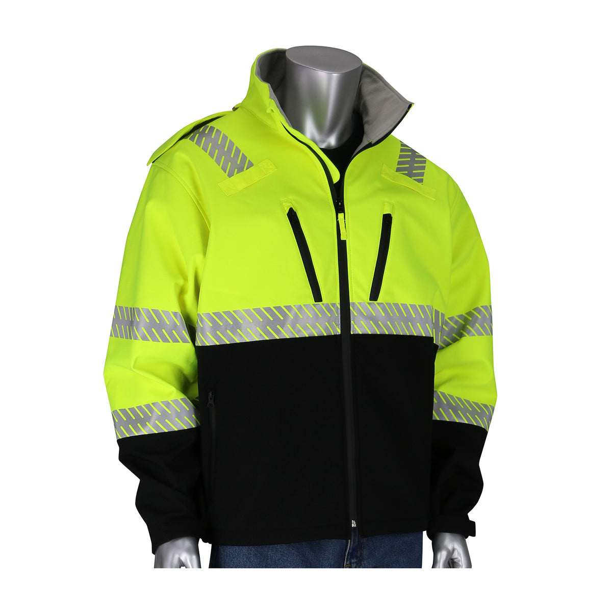 PIP 333-1550 Class 3 Ripstop Softshell Jacket, Lime, front