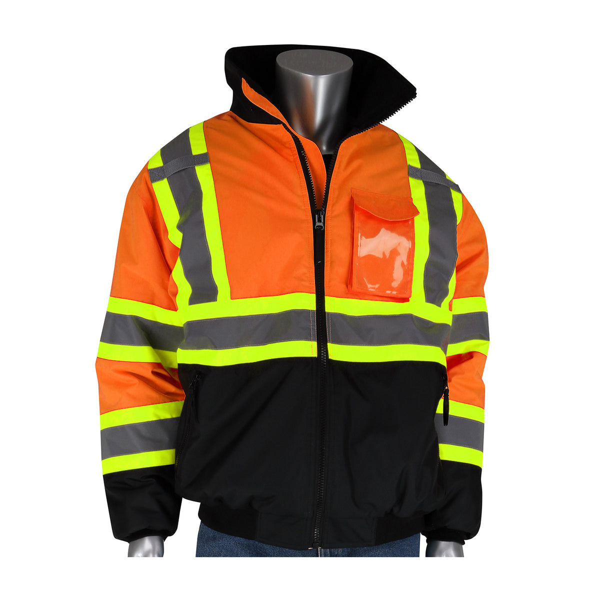 PIP 333-1745 Class 3 Two-Tone Bomber Jacket, Orange, front