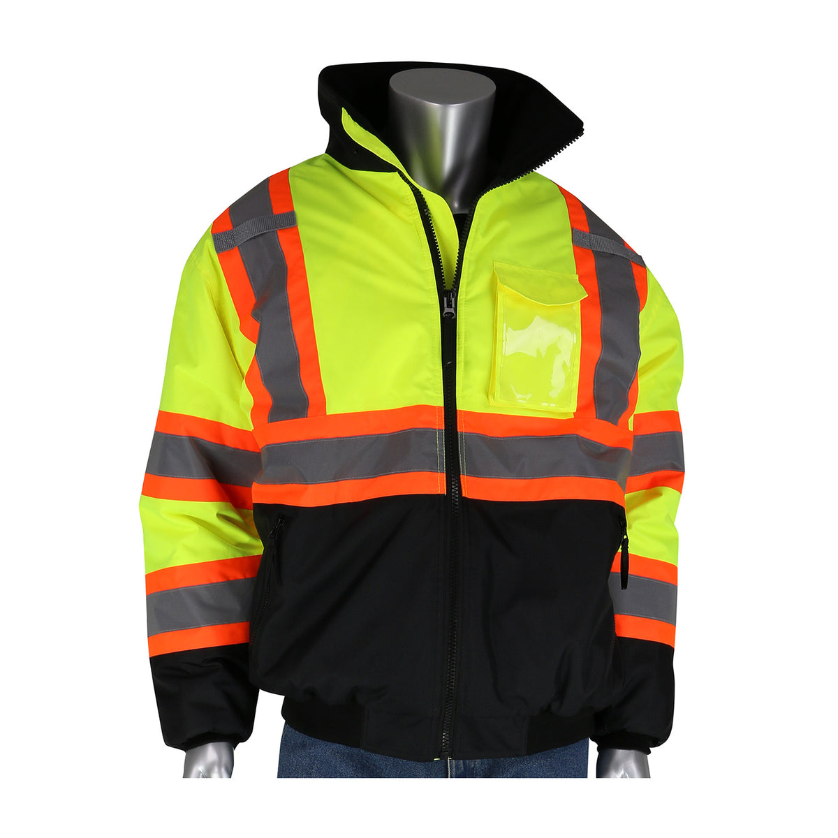 PIP 333-1745X Class 3 X-Back Bomber Jacket, Lime, front