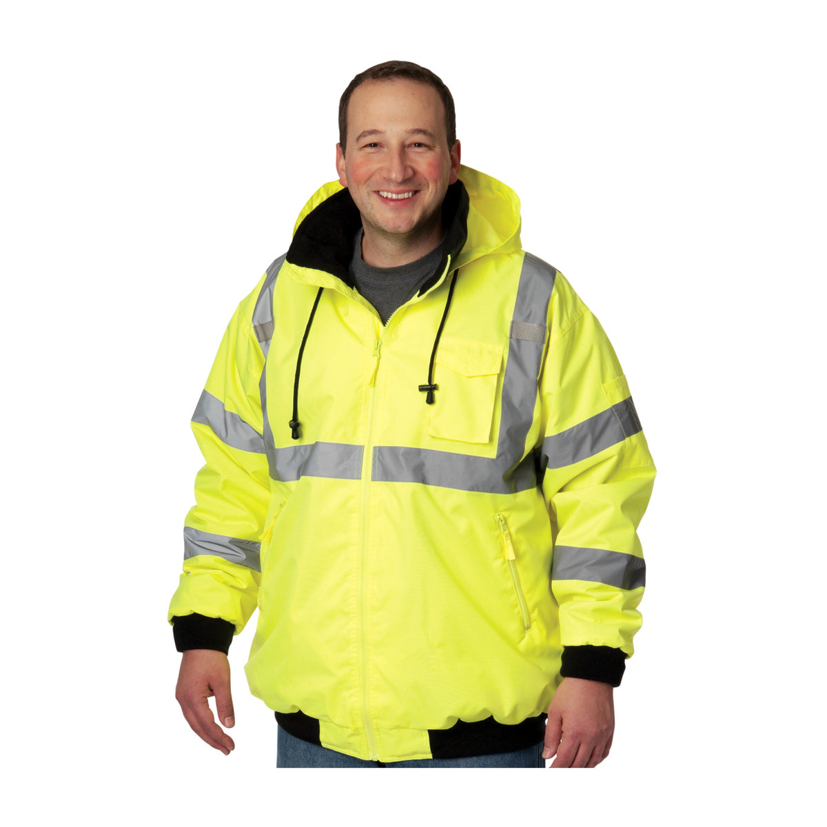 PIP 333-1762 Class 3 Value Bomber Jacket, Lime, front 4