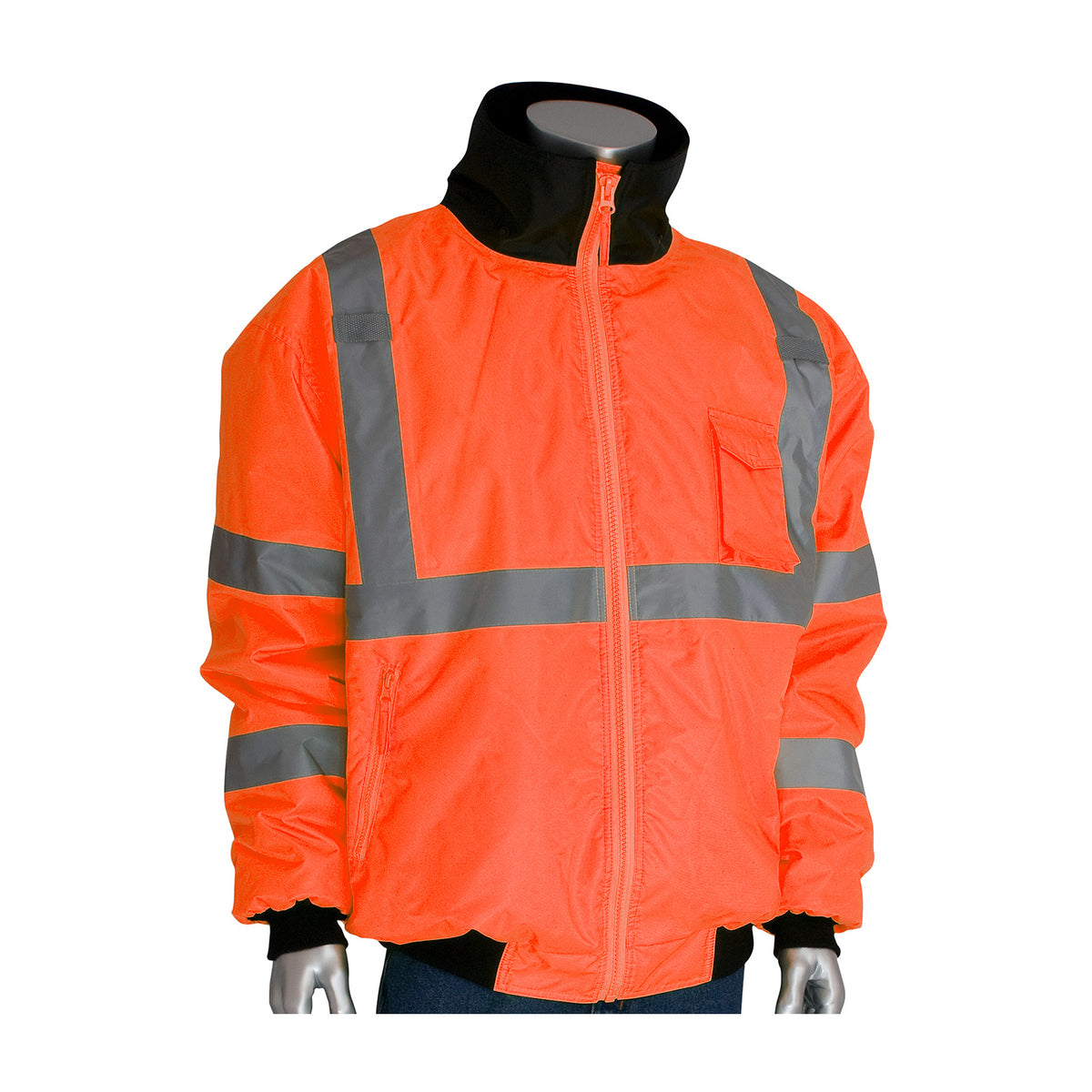 PIP 333-1762 Class 3 Value Bomber Jacket, Orange, front 3