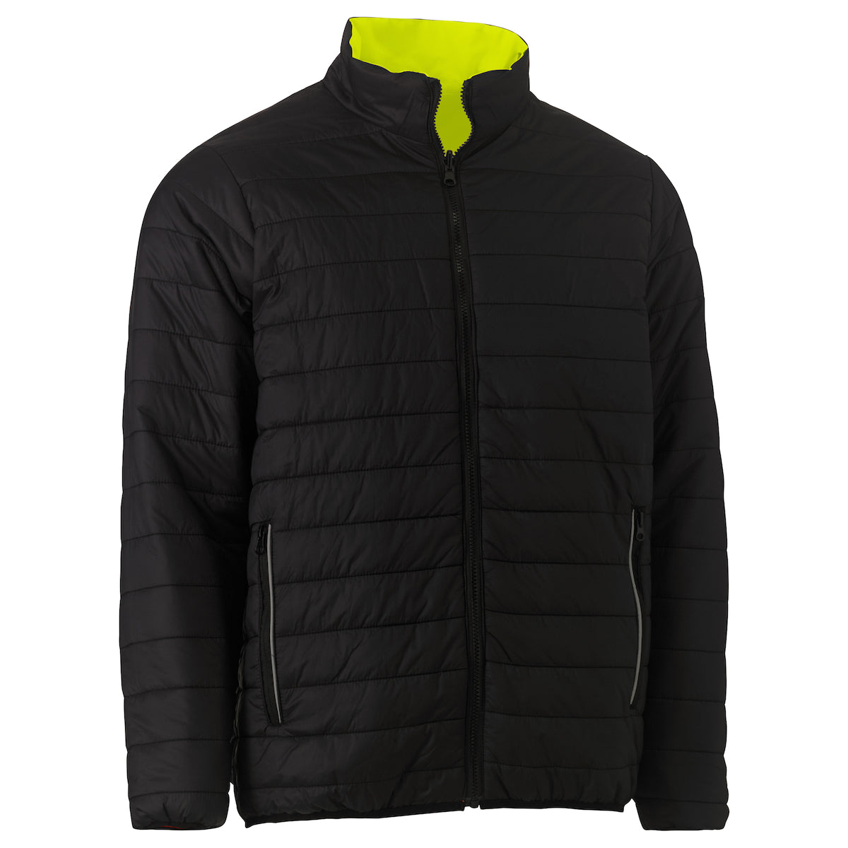 Bisley 333M6350H Class 3 Reversible Puffer Jacket, Lime, front, reversed
