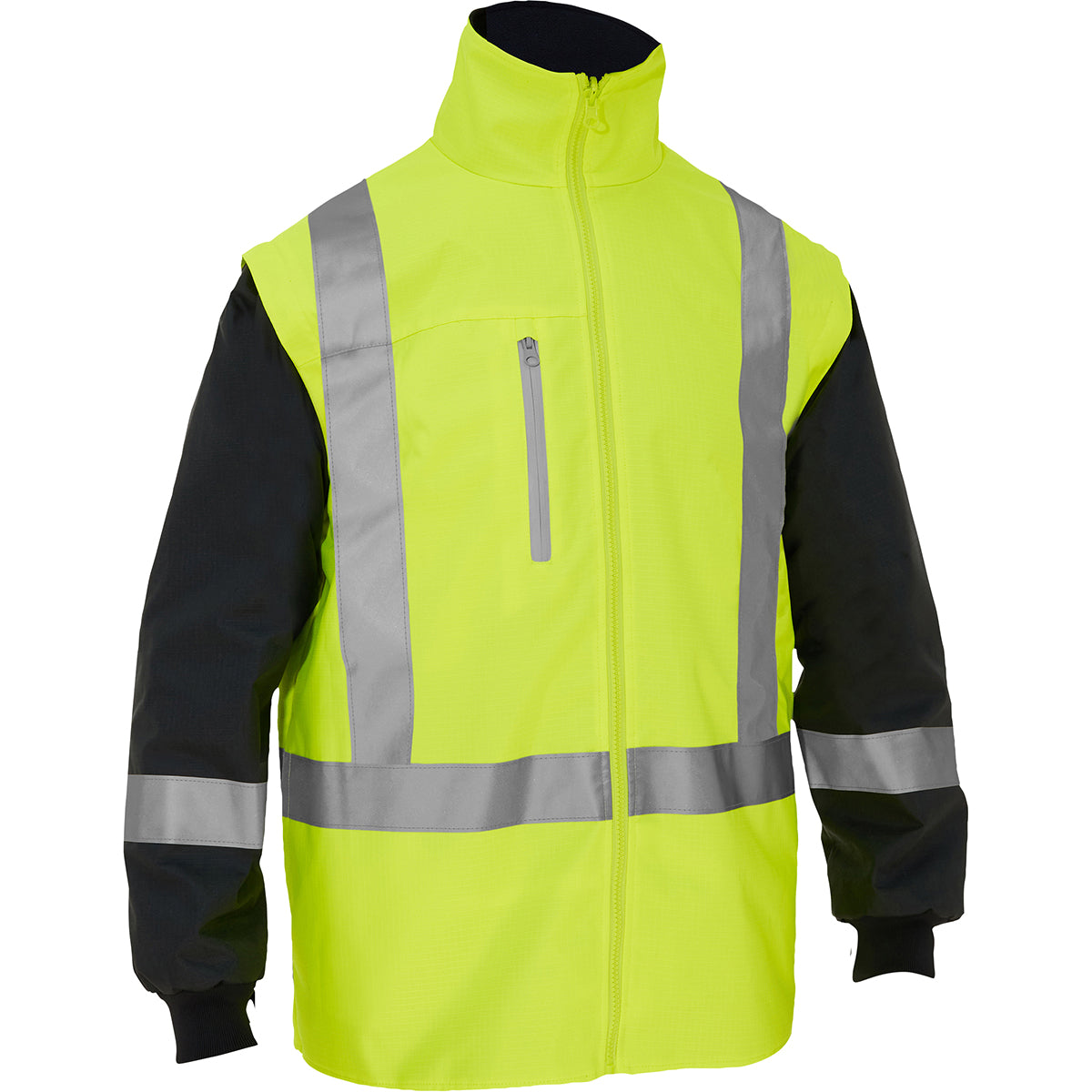 Bisley 333M6375H Class 3 Ripstop 5-in-1 Jacket, Lime, front 2