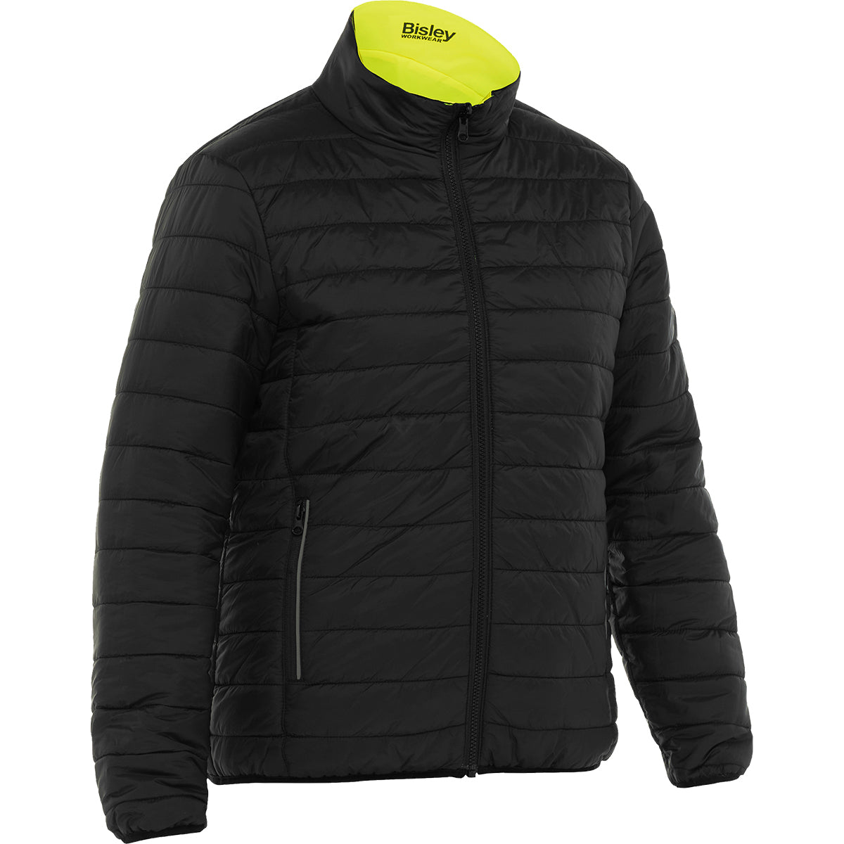 Bisley 333W6350H Class 3 Women's Reversible Puffer Jacket, Lime, front, reversed