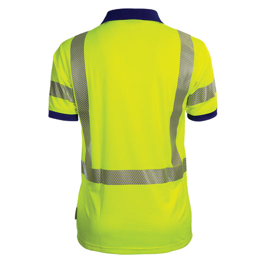 Reflective Apparel 334CT Short Sleeve Polo Shirt with Segmented Tape, lime/navy, back