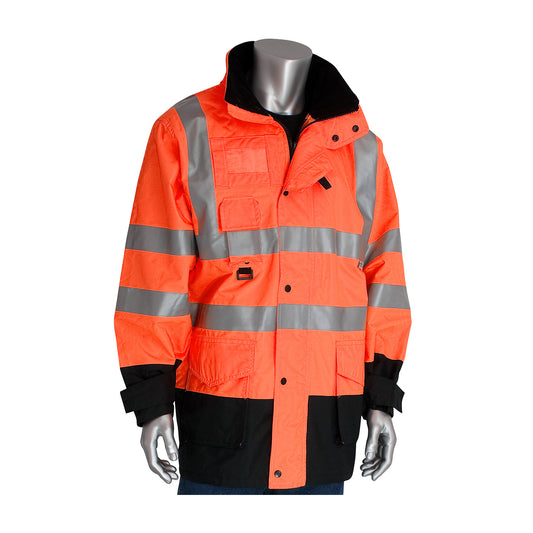 PIP 343-1756 Class 3 7-in-1 All Conditions Coat, Orange, front