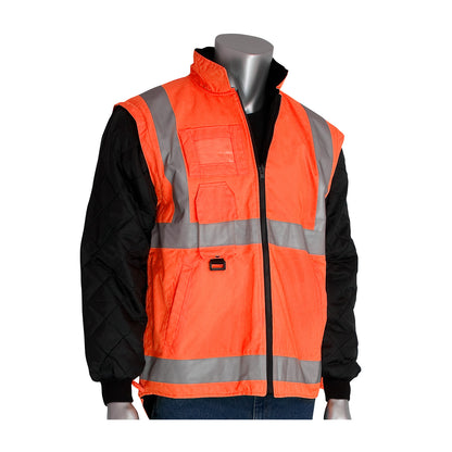 PIP 343-1756 Class 3 7-in-1 All Conditions Coat, Orange, front 2